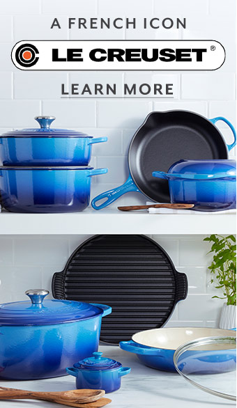 A French Icon Le Creuset. Learn More. Le Creuset cookware in Azure blue color.